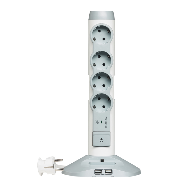 Extension Tower 4 Outlets, Dual USB Ports, 1 Micro USB with Cordon |legrand|